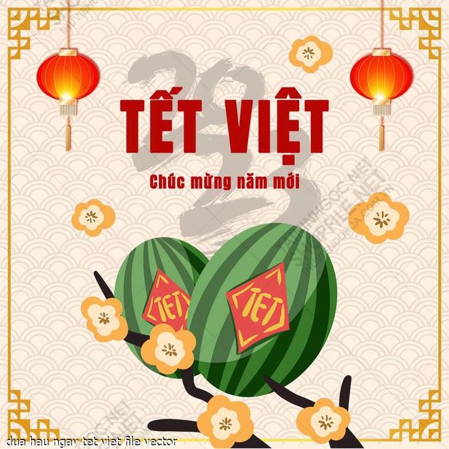 dua hau ngay tet viet file vector